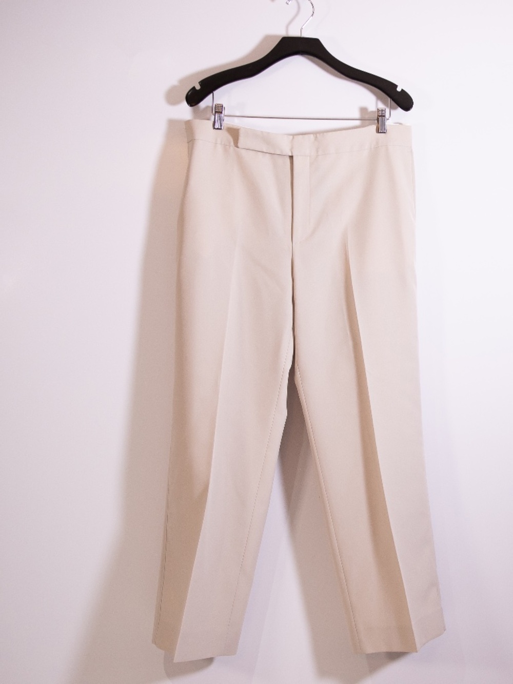 Celine Women's Mid Rise Straight Leg Front Pleat Trouser Pants Neutral 44